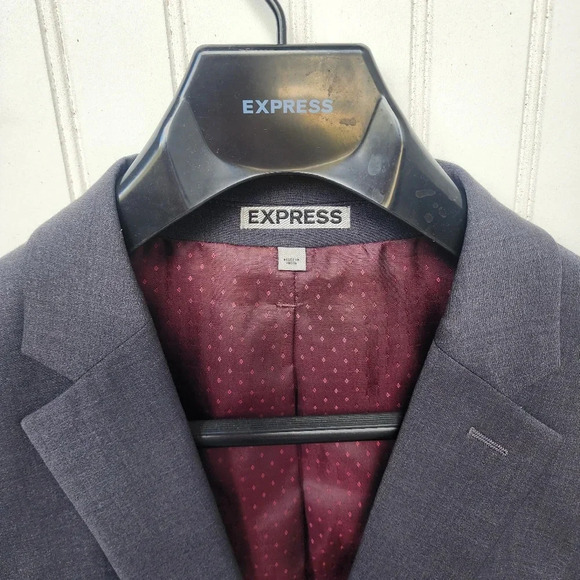 Express Photographer Slim Blazer Dark Gray Mens 38S Suit Jacket Coat 38 Short - Picture 3 of 12